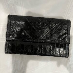 Royal Hock small black eel clutch purse